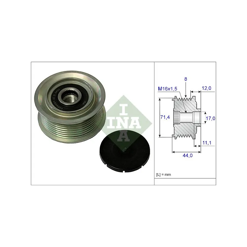 Poulie roue libre, alternateur INA 535 0055 10