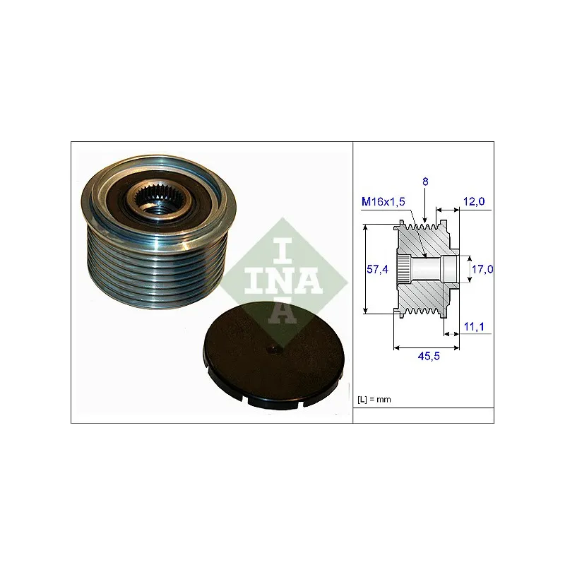Poulie roue libre, alternateur INA 535 0069 10
