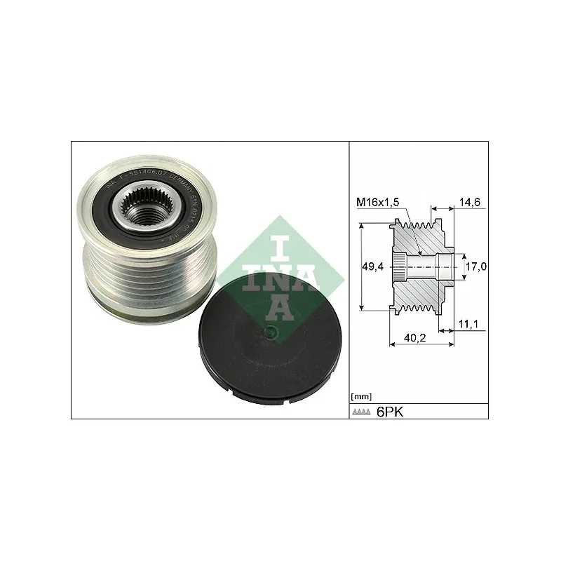 Poulie roue libre, alternateur INA 535 0124 10