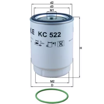 Filtre à carburant MAHLE KC 522D