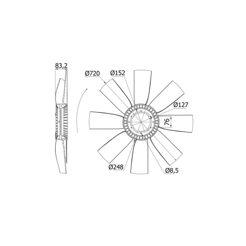Roue du souffleur, refroidissementdu moteur MAHLE CFW 12 000S