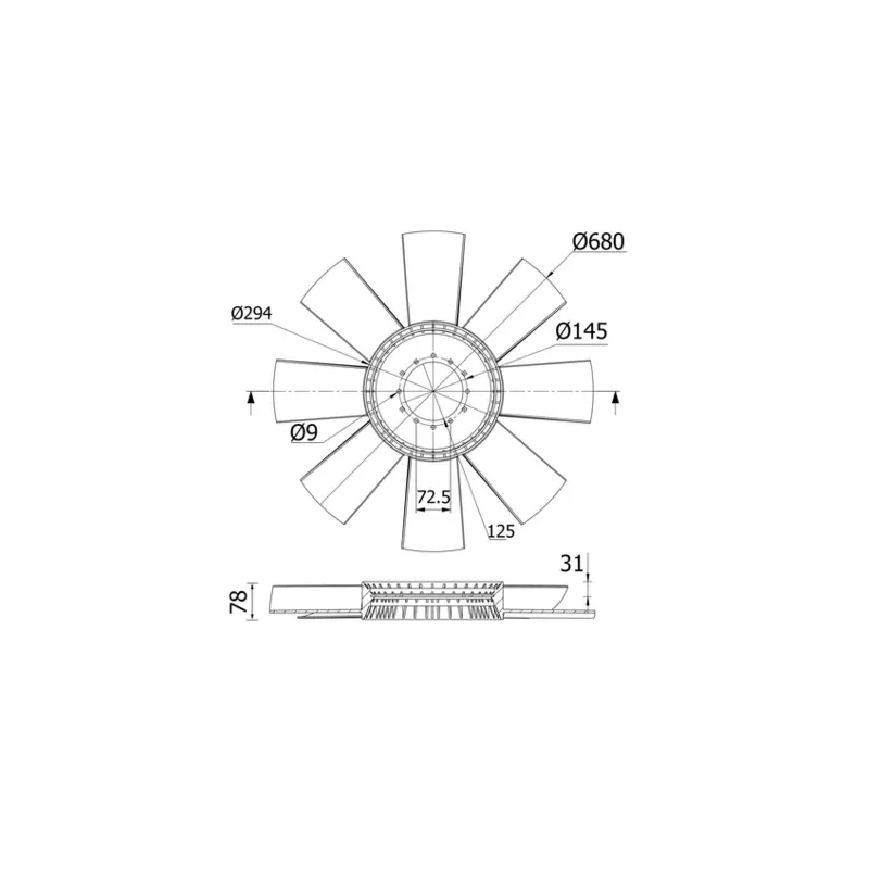 Roue du souffleur, refroidissementdu moteur MAHLE CFW 7 000S