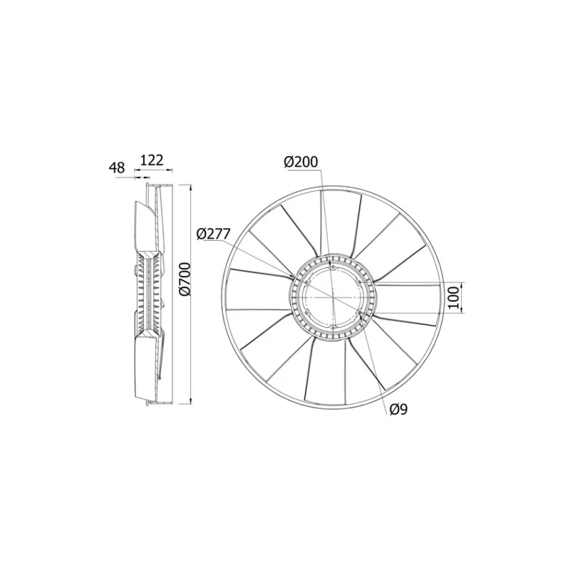 Roue du souffleur, refroidissementdu moteur MAHLE CFW 31 000S