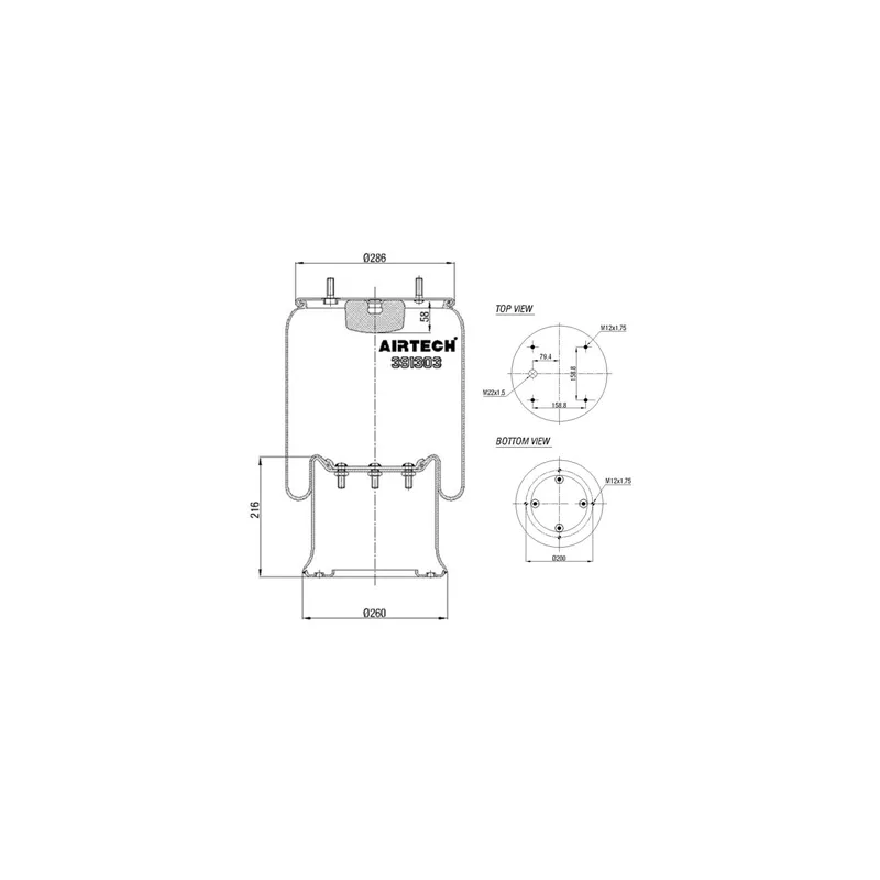 Ressort pneumatique, suspension pneumatique C.E.I. 262.503
