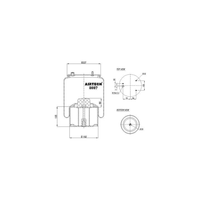 Ressort pneumatique, suspension pneumatique C.E.I. 262.570