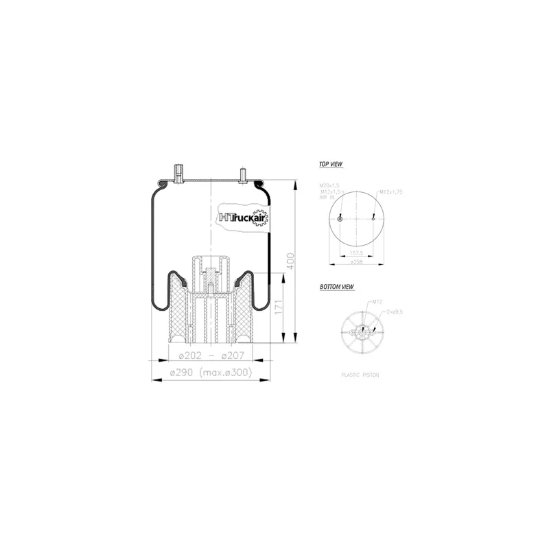 Ressort pneumatique, suspension pneumatique C.E.I. 562.529