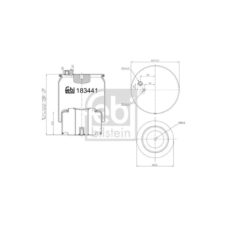 Ressort pneumatique, suspension pneumatique FEBI BILSTEIN 183441