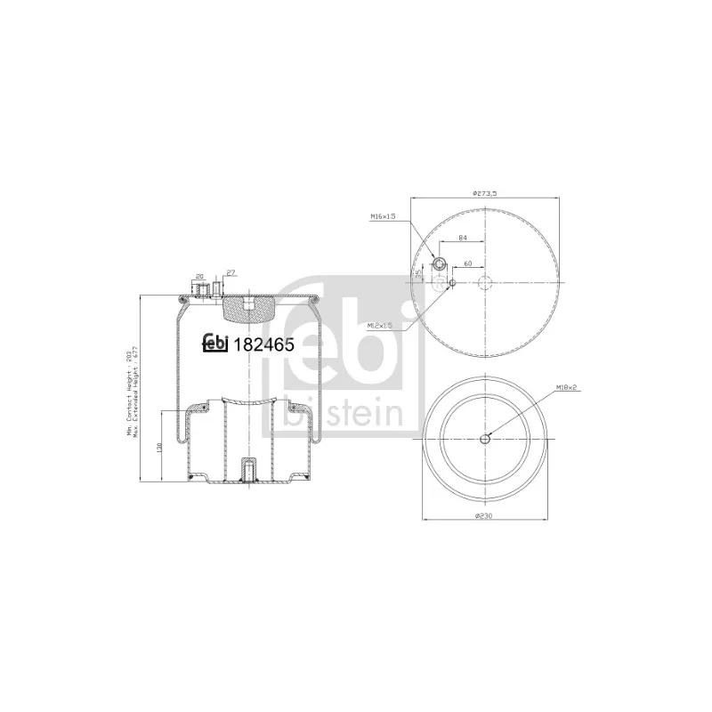 Ressort pneumatique, suspension pneumatique FEBI BILSTEIN 184254