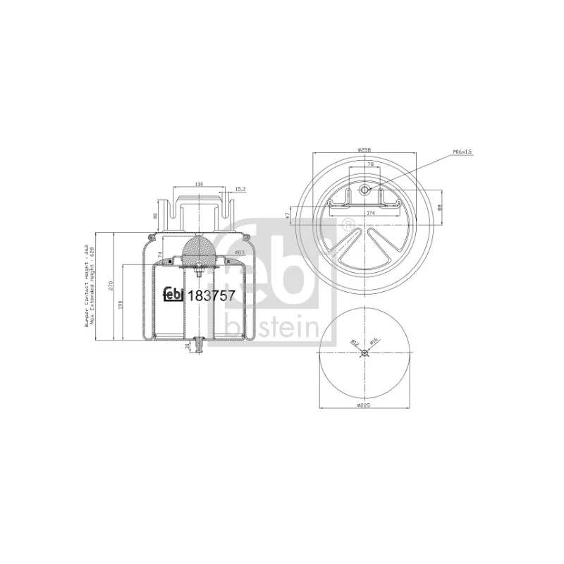 Ressort pneumatique, suspension pneumatique FEBI BILSTEIN 183757