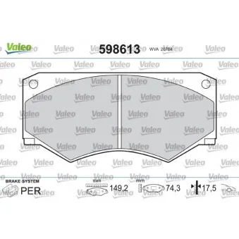 Jeu de 4 plaquettes de frein avant VALEO 598613