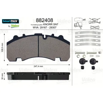 Jeu de 4 plaquettes de frein arrière VALEO