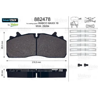 Jeu de 4 plaquettes de frein avant VALEO