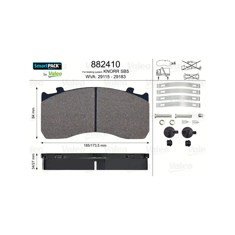 Jeu de 4 plaquettes de frein avant VALEO 882410