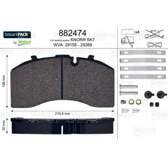 Jeu de 4 plaquettes de frein arrière VALEO