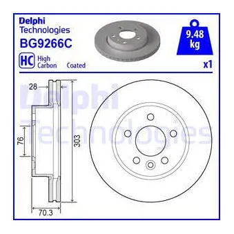Jeu de 2 disques de frein avant DELPHI