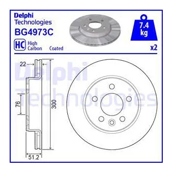 Jeu de 2 disques de frein arrière DELPHI
