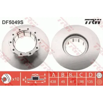 Jeu de 2 disques de frein avant TRW DF5049S