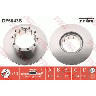 Jeu de 2 disques de frein avant TRW DF5043S