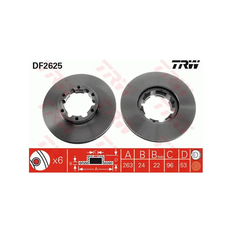 Jeu de 2 disques de frein avant TRW DF2625