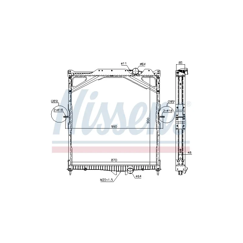 Radiateur, refroidissement du moteur NISSENS 65467A