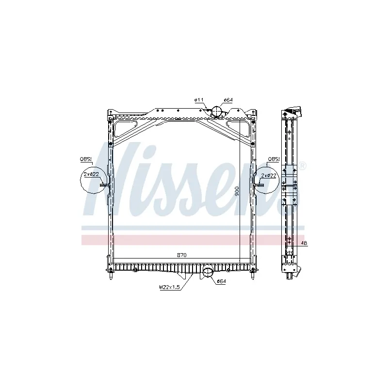 Radiateur, refroidissement du moteur NISSENS 65469