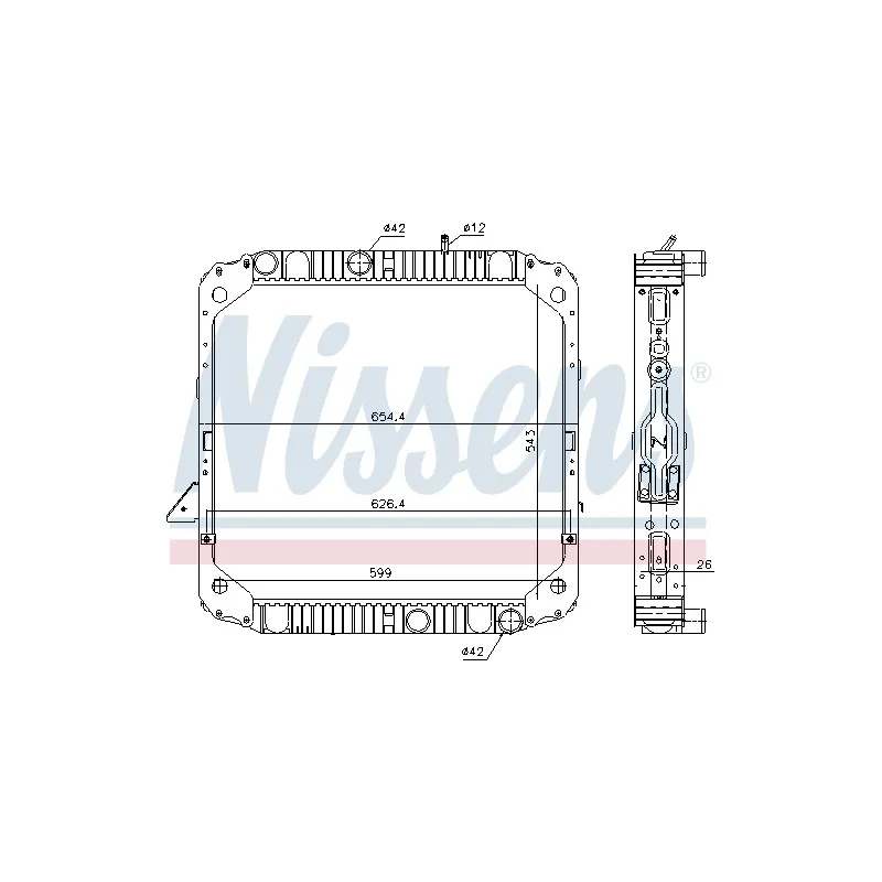 Radiateur, refroidissement du moteur NISSENS 62743