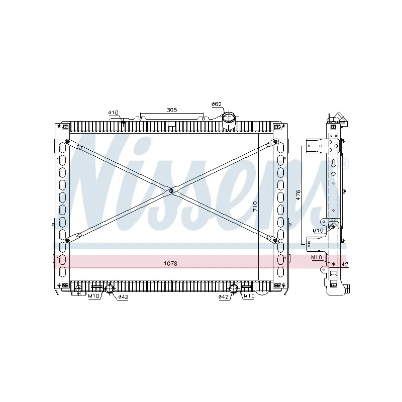 Radiateur, refroidissement du moteur NISSENS 606496