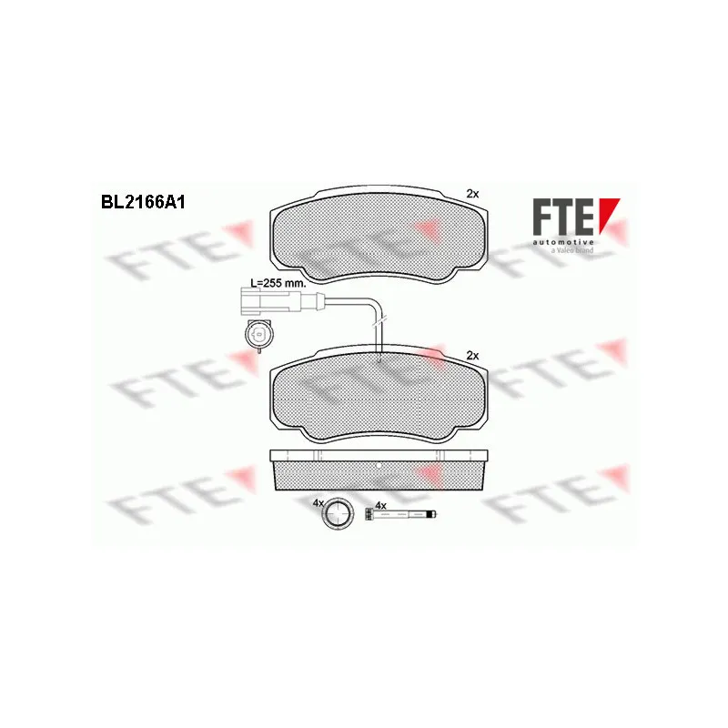 Jeu de 4 plaquettes de frein arrière FTE BL2166A1