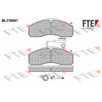 Jeu de 4 plaquettes de frein avant FTE