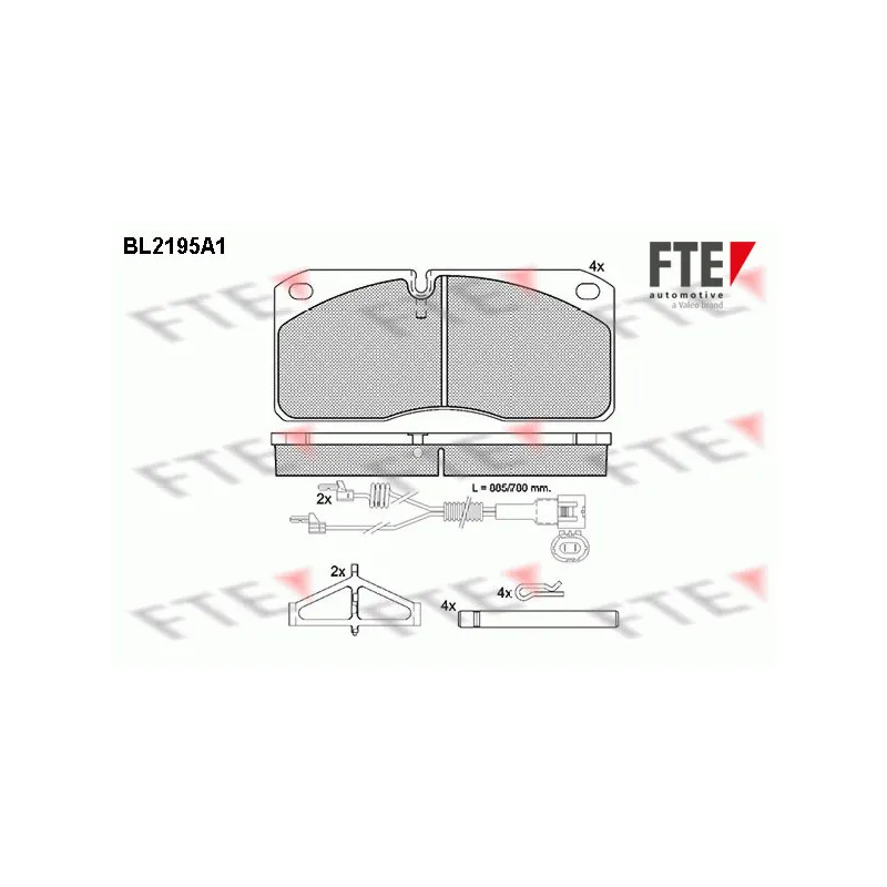 Jeu de 4 plaquettes de frein avant FTE BL2195A1