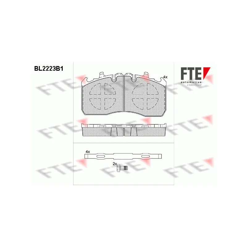 Jeu de 4 plaquettes de frein arrière FTE BL2223B1