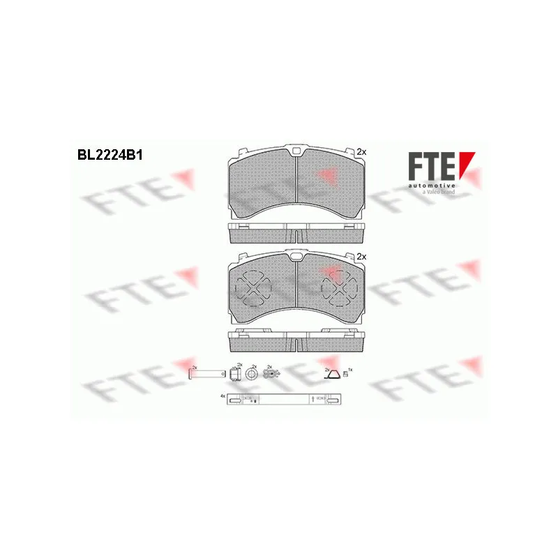 Jeu de 4 plaquettes de frein arrière FTE BL2224B1