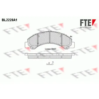 Jeu de 4 plaquettes de frein avant FTE