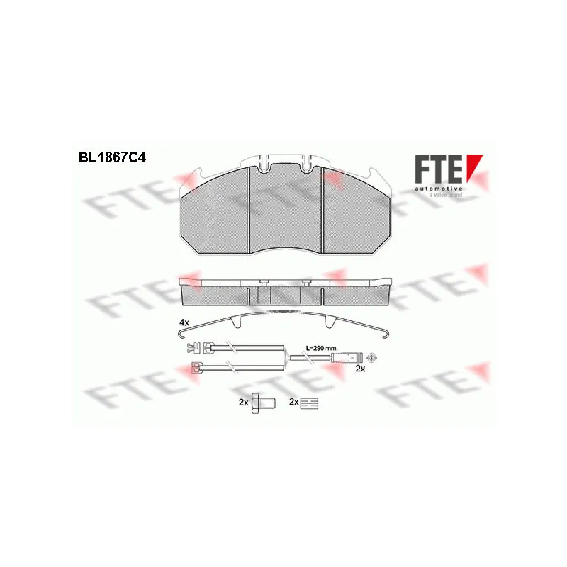Jeu de 4 plaquettes de frein avant FTE BL1867C4