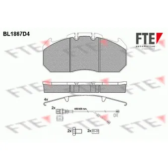 Jeu de 4 plaquettes de frein avant FTE