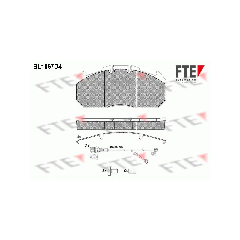 Jeu de 4 plaquettes de frein avant FTE BL1867D4