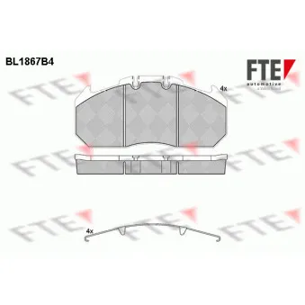 Jeu de 4 plaquettes de frein avant FTE