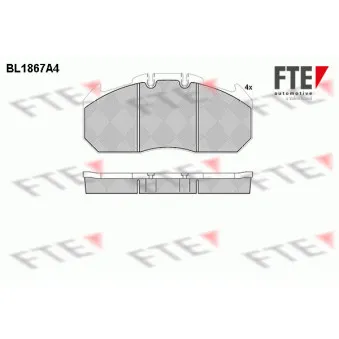 Jeu de 4 plaquettes de frein avant FTE