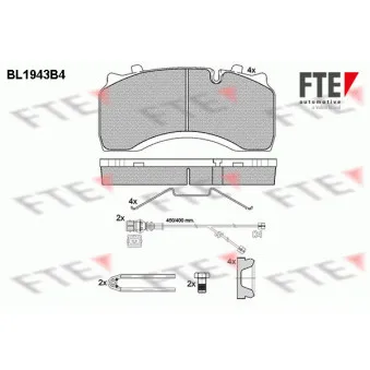 Jeu de 4 plaquettes de frein avant FTE