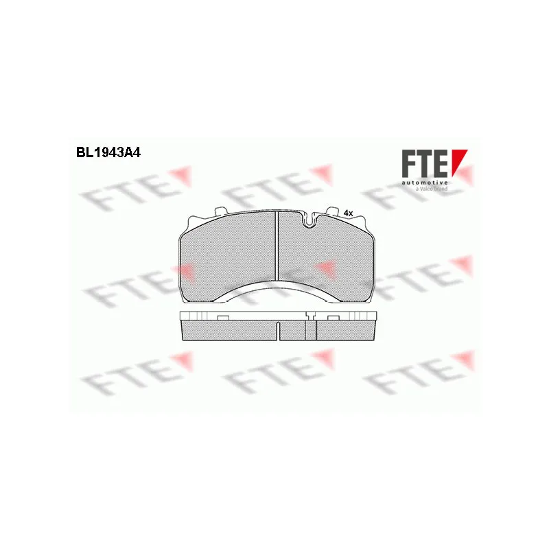 Jeu de 4 plaquettes de frein avant FTE BL1943A4