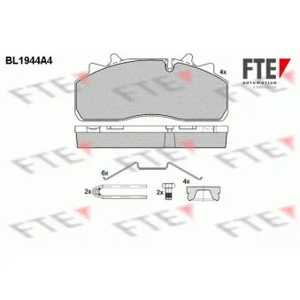 Jeu de 4 plaquettes de frein avant FTE