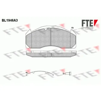 Jeu de 4 plaquettes de frein avant FTE