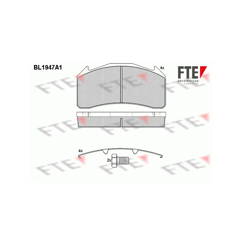 Jeu de 4 plaquettes de frein avant FTE BL1947A1