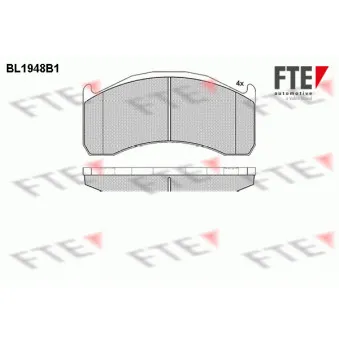 Jeu de 4 plaquettes de frein avant FTE