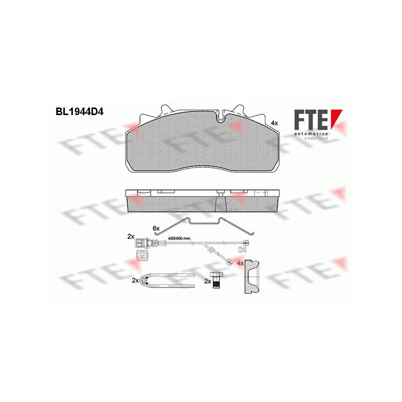 Jeu de 4 plaquettes de frein avant FTE BL1944D4