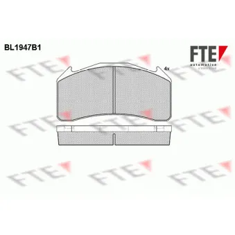 Jeu de 4 plaquettes de frein avant FTE
