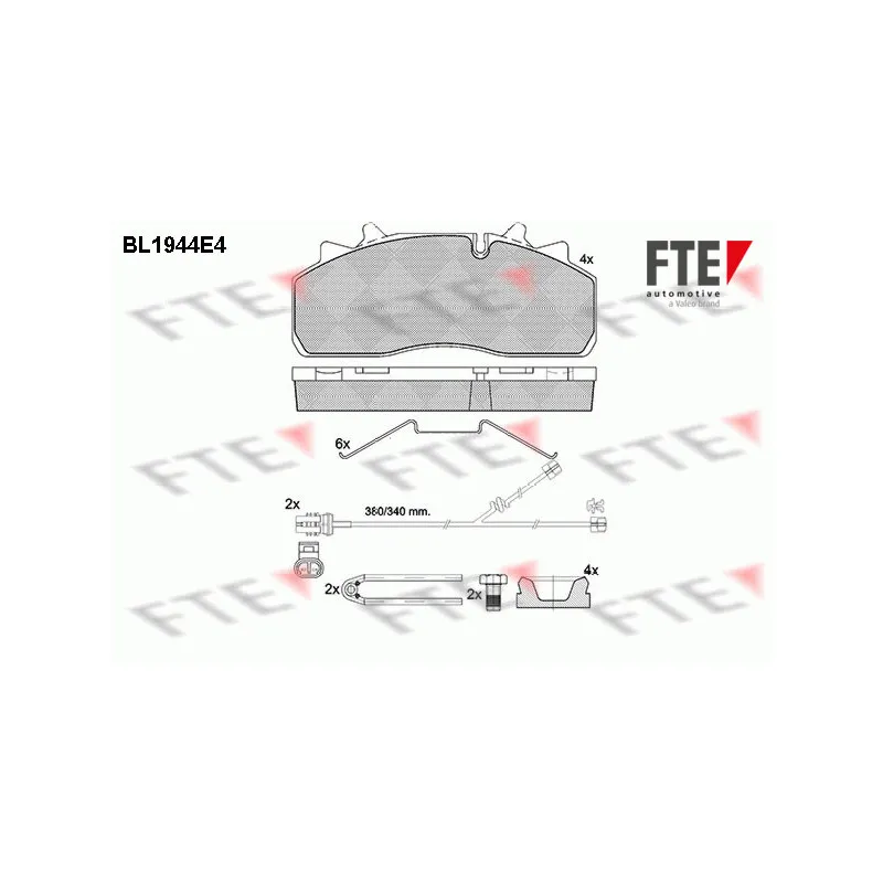 Jeu de 4 plaquettes de frein avant FTE BL1944E4