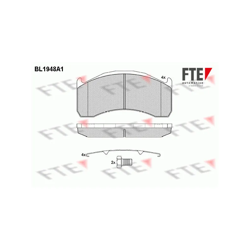 Jeu de 4 plaquettes de frein avant FTE BL1948A1