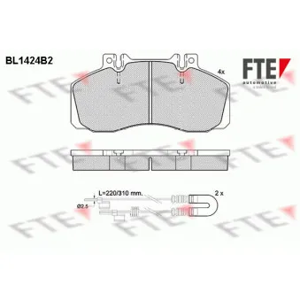 Jeu de 4 plaquettes de frein avant FTE