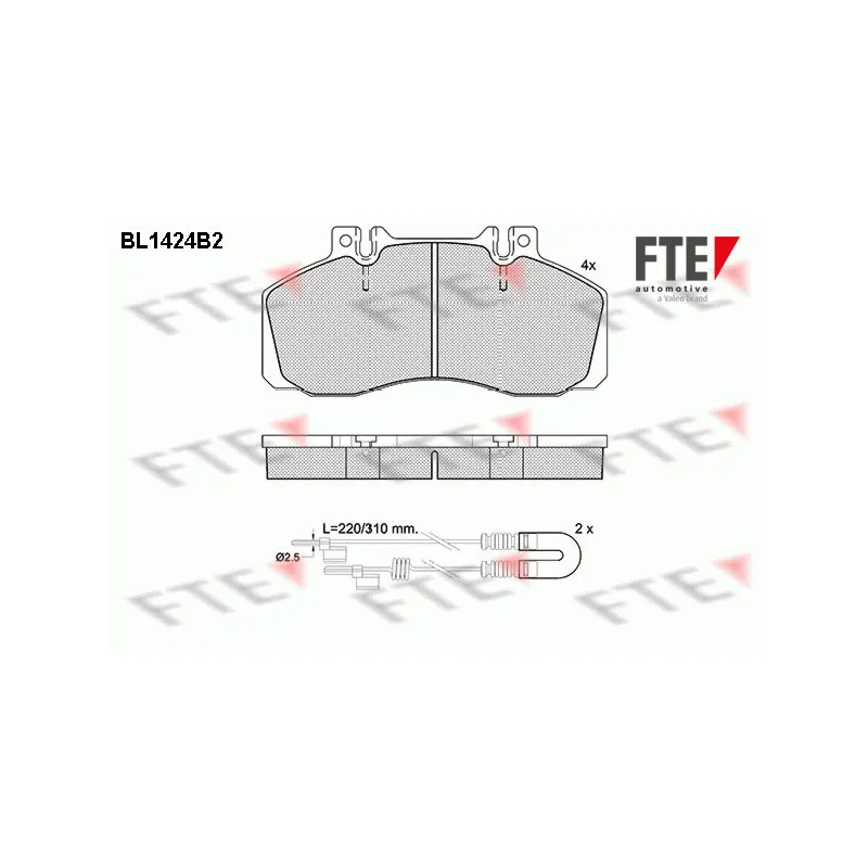 Jeu de 4 plaquettes de frein avant FTE BL1424B2